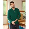 imageCOOFANDY Mens Quarter Zip Sweater Casual Slim Fit Pullovers Sweaters Knit Twill Texture PulloverGreen