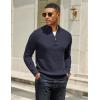 imageCOOFANDY Mens Quarter Zip Sweater Casual Slim Fit Pullovers Sweaters Knit Twill Texture PulloverNavy Blue