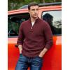 imageCOOFANDY Mens Quarter Zip Sweater Casual Slim Fit Pullovers Sweaters Knit Twill Texture PulloverRed