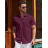 imageCOOFANDY Mens Short Sleeve Dress Shirts Button Down Shirts Regular Fit Business Casual Shirt with PocketDark Red
