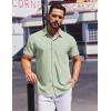 imageCOOFANDY Mens Short Sleeve Dress Shirts Button Down Shirts Regular Fit Business Casual Shirt with PocketLight Green