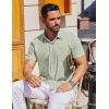 imageCOOFANDY Mens Short Sleeve Dress Shirts Button Down Shirts Regular Fit Business Casual Shirt with PocketLight Green