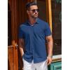 imageCOOFANDY Mens Short Sleeve Dress Shirts Button Down Shirts Regular Fit Business Casual Shirt with PocketNavy