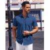 imageCOOFANDY Mens Short Sleeve Dress Shirts Button Down Shirts Regular Fit Business Casual Shirt with PocketNavy