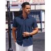 imageCOOFANDY Mens Short Sleeve Dress Shirts Button Down Shirts Regular Fit Business Casual Shirt with PocketNavy Blue