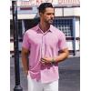imageCOOFANDY Mens Short Sleeve Dress Shirts Button Down Shirts Regular Fit Business Casual Shirt with PocketPink