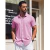 imageCOOFANDY Mens Short Sleeve Dress Shirts Button Down Shirts Regular Fit Business Casual Shirt with PocketPink