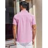 imageCOOFANDY Mens Short Sleeve Dress Shirts Button Down Shirts Regular Fit Business Casual Shirt with PocketPink