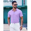 imageCOOFANDY Mens Short Sleeve Dress Shirts Button Down Shirts Regular Fit Business Casual Shirt with PocketPurple