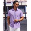imageCOOFANDY Mens Short Sleeve Dress Shirts Button Down Shirts Regular Fit Business Casual Shirt with PocketPurple