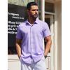 imageCOOFANDY Mens Short Sleeve Dress Shirts Button Down Shirts Regular Fit Business Casual Shirt with PocketPurple