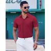 imageCOOFANDY Mens Short Sleeve Dress Shirts Button Down Shirts Regular Fit Business Casual Shirt with PocketWine Red