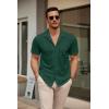 imageCOOFANDY Mens Short Sleeve Dress Shirts Button Down Untucked Wrinkle Free Shirts Casual Summer Shirt with PocketEvergreen
