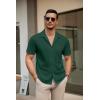 imageCOOFANDY Mens Short Sleeve Dress Shirts Button Down Untucked Wrinkle Free Shirts Casual Summer Shirt with PocketEvergreen