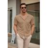 imageCOOFANDY Mens Short Sleeve Dress Shirts Button Down Untucked Wrinkle Free Shirts Casual Summer Shirt with PocketKhaki
