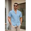 imageCOOFANDY Mens Short Sleeve Dress Shirts Button Down Untucked Wrinkle Free Shirts Casual Summer Shirt with PocketLight Blue