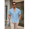 imageCOOFANDY Mens Short Sleeve Dress Shirts Button Down Untucked Wrinkle Free Shirts Casual Summer Shirt with PocketLight Blue