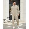 imageCOOFANDY Mens Sweatsuits 2 Piece Set Quarter Zip Pullover with Wide Leg Sweatpants Matching TracksuitBeige