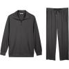 imageCOOFANDY Mens Sweatsuits 2 Piece Set Quarter Zip Pullover with Wide Leg Sweatpants Matching TracksuitDark Grey
