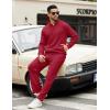 imageCOOFANDY Mens Sweatsuits 2 Piece Set Quarter Zip Pullover with Wide Leg Sweatpants Matching TracksuitDeep Red
