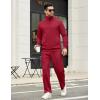 imageCOOFANDY Mens Sweatsuits 2 Piece Set Quarter Zip Pullover with Wide Leg Sweatpants Matching TracksuitDeep Red