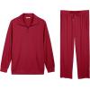imageCOOFANDY Mens Sweatsuits 2 Piece Set Quarter Zip Pullover with Wide Leg Sweatpants Matching TracksuitDeep Red