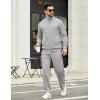 imageCOOFANDY Mens Sweatsuits 2 Piece Set Quarter Zip Pullover with Wide Leg Sweatpants Matching TracksuitLight Grey