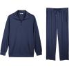 imageCOOFANDY Mens Sweatsuits 2 Piece Set Quarter Zip Pullover with Wide Leg Sweatpants Matching TracksuitNavy