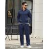 imageCOOFANDY Mens Sweatsuits 2 Piece Set Quarter Zip Pullover with Wide Leg Sweatpants Matching TracksuitNavy