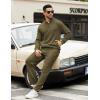 imageCOOFANDY Mens Sweatsuits 2 Piece Set Quarter Zip Pullover with Wide Leg Sweatpants Matching TracksuitOlive Green