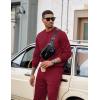 imageCOOFANDY Mens Tracksuit 2 Piece Sweatsuit Set Long Sleeve Pullover Athletic Suit For Sports Casual Fitness JoggingStyle Bwine Red