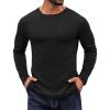 imageCOOFANDY Crewneck Sweaters for Men Slim Fit Long Sleeve Pullover Sweater Ribbed Knitted Lightweight TopsAll Black