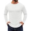 imageCOOFANDY Crewneck Sweaters for Men Slim Fit Long Sleeve Pullover Sweater Ribbed Knitted Lightweight TopsAll White