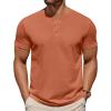 imageCOOFANDY Mens Cotton Henley TShirts Short Sleeve Button Casual Basic Tees Work Shirts with Split SideCaramel
