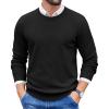 imageCOOFANDY Mens Crewneck Sweater Dress Long Sleeve Pullover Sweater Knit Lightweight SweatersBlack