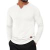 imageCOOFANDY Mens Long Sleeve Muscle T Shirts Casual VNeck Slim Fit Longline Ribbed Shirts Stretch Tee ShirtsAll White