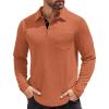imageCOOFANDY Mens Long Sleeve Polo Shirt Casual Dress Button Polo T Shirt with Pocket Basic Lightweight Collared Golf ShirtCaramel
