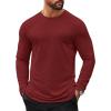 imageCOOFANDY Mens Long Sleeve T Shirts Casual Crew Neck Tee Shirts Lightweight Soft Pullover TopsWine Red