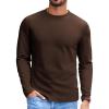 imageCOOFANDY Mens Long Sleeve Tee Shirts Stretch Crew Neck Thermal Shirts Casual T Shirts for MenBrown