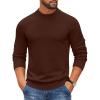 imageCOOFANDY Mens Mock Turtleneck Ribbed Knit Pullover Sweater Casual Lightweight Slim fit Dress SweaterBrown