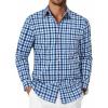imageCOOFANDY Mens Plaid Button Down Shirt Cotton Long Sleeves Dress Shirt Wrinkle Free Casual Gingham ShirtBlue Gingham