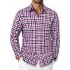 imageCOOFANDY Mens Plaid Button Down Shirt Cotton Long Sleeves Dress Shirt Wrinkle Free Casual Gingham ShirtBlue Red Gingham