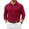 imageCOOFANDY Mens Polo Shirts 2025 Long Sleeve Casual Golf Shirts Light Weight Moisture Wicking Pullover ShirtsWine Red