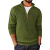 imageCOOFANDY Mens Quarter Zip Sweater Casual Slim Fit Pullovers Sweaters Knit Twill Texture PulloverArmy Green