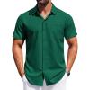 imageCOOFANDY Mens Short Sleeve Dress Shirts Button Down Shirts Regular Fit Business Casual Shirt with PocketDark Green