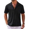 imageCOOFANDY Mens Short Sleeve Dress Shirts Button Down Untucked Wrinkle Free Shirts Casual Summer Shirt with PocketBlack