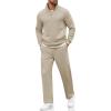 imageCOOFANDY Mens Sweatsuits 2 Piece Set Quarter Zip Pullover with Wide Leg Sweatpants Matching TracksuitBeige
