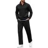 imageCOOFANDY Mens Sweatsuits 2 Piece Set Quarter Zip Pullover with Wide Leg Sweatpants Matching TracksuitBlack