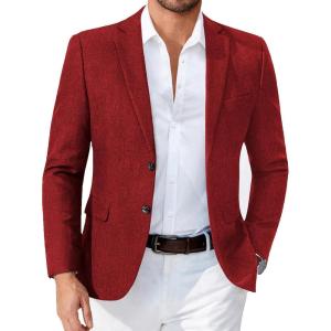 imageCOOFANDY Mens Blazer Casual Sport Coats Two Buttons Lightweight Suit JacketRed