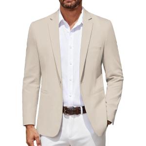 imageCOOFANDY Mens Blazer Casual Suit Jacket Slim Fit One Button Sport Coats Lightweight Sports JacketBeige